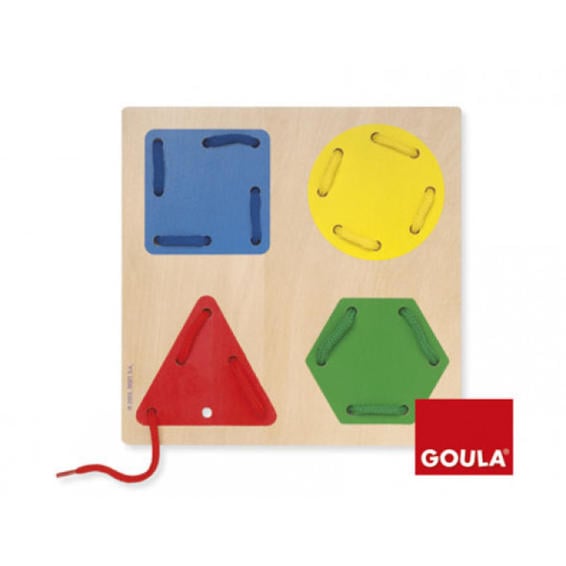 Juego goula didactico enhebrar formas geometricas