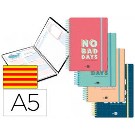 Agenda escolar liderpapel 20-21 classic din-a5 en catalan un dia pagina espiral cierre con goma