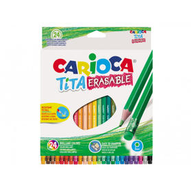 Lapices de colores carioca tita borrable con goma caja de 24 unidades colores surtidos