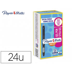 Boligrafo paper mate inkjoy retractil gel pen trazo 0,7 mm negro pack de 20+4 unidades