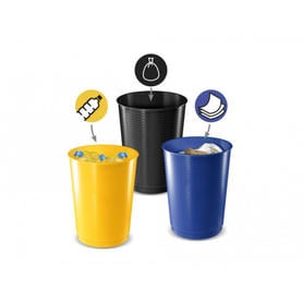 Kit 3 papeleras plastico cep maxi color amarillo / azul / negro 40 litros