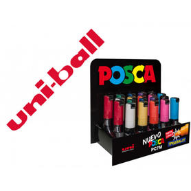 Rotulador uni-ball posca pc7m pintura base al agua 4,5-5,5 mm expositor 20 unidades colores surtidos