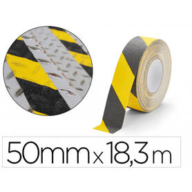 Cinta adhesiva tarifold antideslizante para señalizacion de suelos 50 mm x 18,3 m color amarillo/