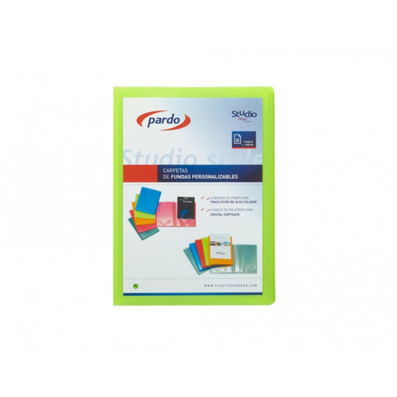 Carpeta pardo escaparate 20 fundas polipropileno con gomas personalizable color verde rf26514