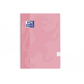 Cuaderno espiral oxford classic tapa plastico folio 80 hojas 90 gr cuadro 4 mm color flamingo