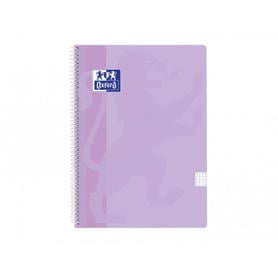 Cuaderno espiral oxford classic tapa plastico folio 80 hojas 90 gr cuadro 4 mm color malva