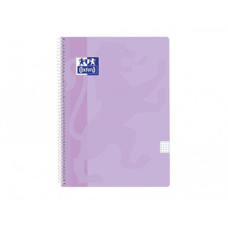 Cuaderno espiral oxford classic tapa plastico folio 80 hojas 90 gr cuadro 4 mm color malva