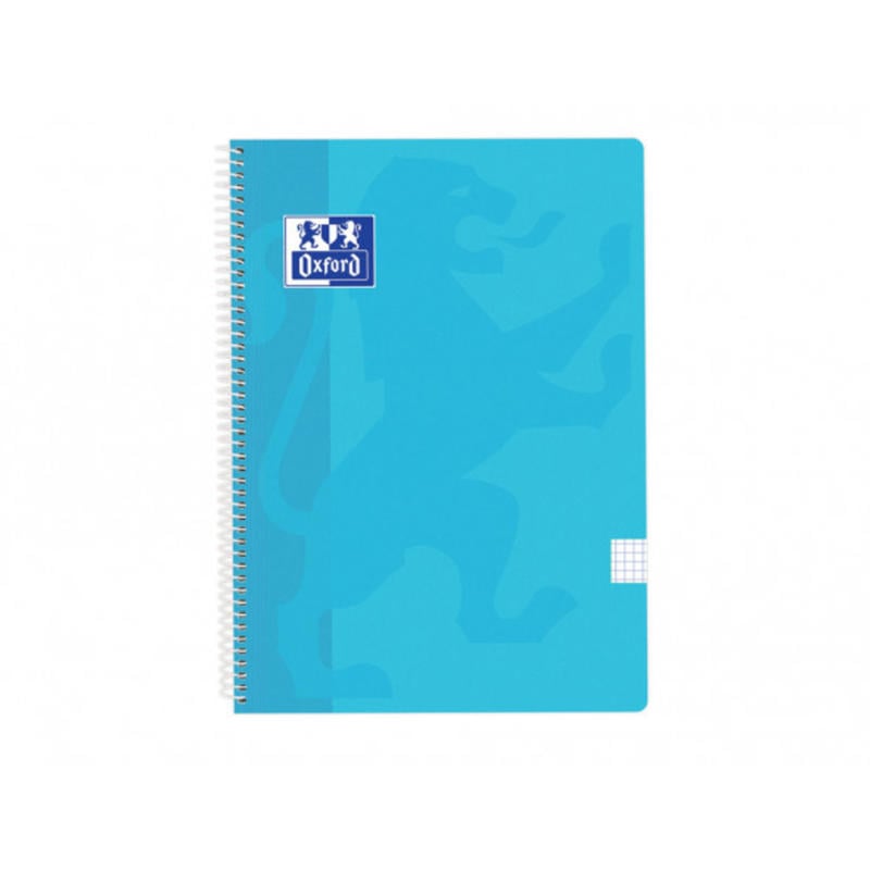 Cuaderno espiral oxford classic tapa plastico folio 80 hojas 90 gr cuadro 4 mm color azul pastel