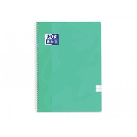 Cuaderno espiral oxford classic tapa plastico folio 80 hojas 90 gr cuadro 4 mm color verde menta pastel