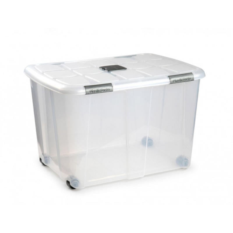 Compra Contenedor plasticforte 130 litros n 16 plastico transparente con  tapa ruedas y cierres color plata