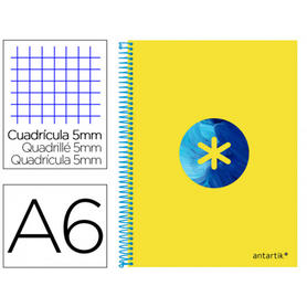 Cuaderno espiral liderpapel a6 micro antartik tapa forrada100h 100 gr cuadro 5mm 4 bandatrending 2020 amarillo