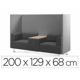 Sofa rocada 2 plazas + mesa tapizado color negro / gris 200x129x68 cm