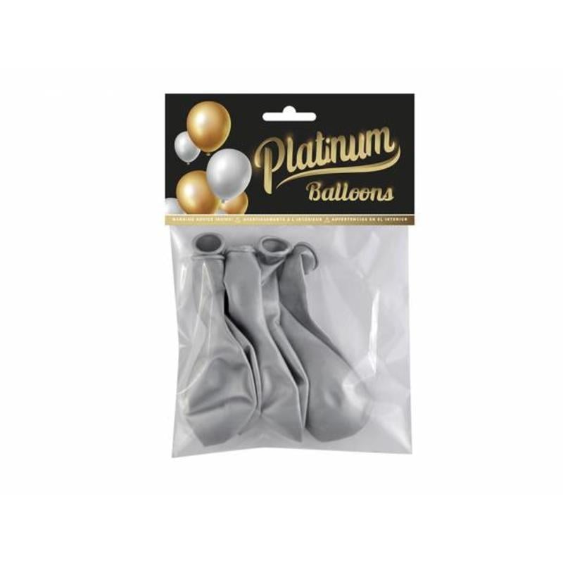 Globos metalizados platinum plata bolsa de 6 unidades