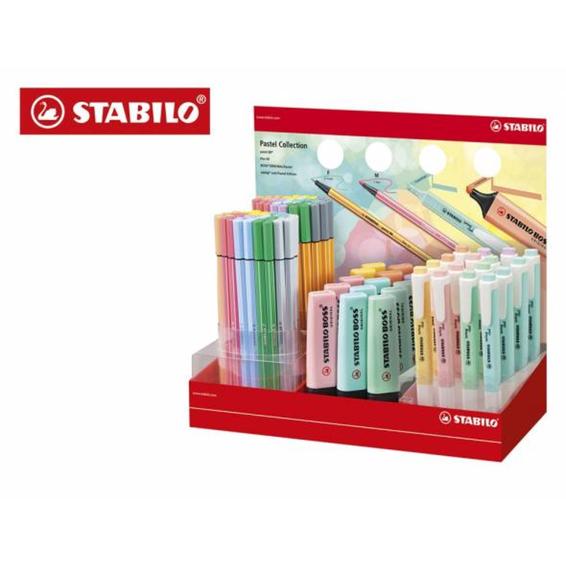 Expositor stabilo coleccion pastel 40 stabilo pen 68 + 40 stabilo point 88 + 15 stabilo boss 70 colores surtidos