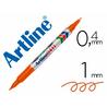 Rotulador artline marcador permanente ek-041t naranja -doble punta 0.4 y 1.0 mm