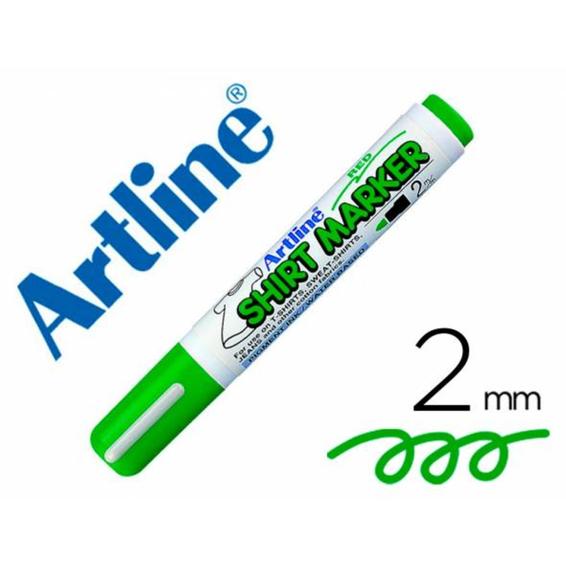 Rotulador artline camiseta ekt-2 verde punta redonda 2 mm para uso en camisetas
