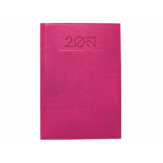 Agenda encuadernada liderpapel creta 17x24 cm 2021 dia pagina color frambuesa papel 70 gr