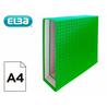 Caja de archivador Elba de 85 mm de lomo tamaño din a4 cartón entrecolado de color verde