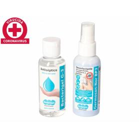 Gel hidroalcoholico higienizante pack bacterigel bote spray 60ml + desinfectante de superficies bote 60ml