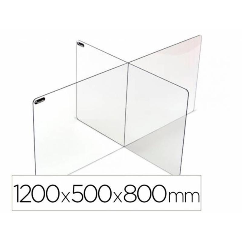 Mampara separadora rocada para 4 personas metacrilato transparente 5 mm espesor 1200x500x800 mm