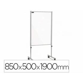 Panel de separacion rocada metalico regulable en altura pantalla de metacrilato 3 mm con ruedas 850x500x1900 mm
