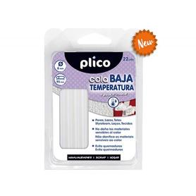 Barra termofusible plico cola baja temperatura 8 mm de diametro x 95 mm de alto blister de 22 unidades