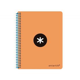 Cuaderno espiral liderpapel a5 antartik tapa dura 80 h 100 g horizontal con margen color naranja fluorescente