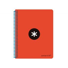 Cuaderno espiral liderpapel a5 antartik tapa dura 80 h 100g horizontal con margen color rojo