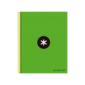 Cuaderno espiral liderpapel a4 micro antartik tapa forrada 120h 100 gr cuadro5mm 5 bandas 4 taladros color verde