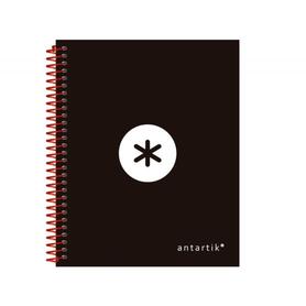 Cuaderno espiral liderpapel a6 micro antartik tapa forrada 100h 100 gr cuadro 5 mm 4 bandas color negro