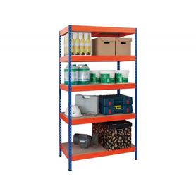 Estanteria metalica ar storage 192x100x50cm 5 estantes 300kg por estante bandejas de maderasin tornillos azul naranja
