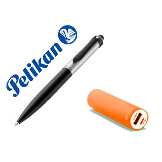 Boligrafo pelikan stola ii touchpen tubo + powerbank naranja