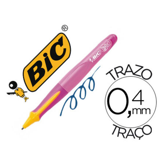 Boligrafo bic kids bp twist niña tinta aceite color azul punta de 1 mm color cuerpo rosa