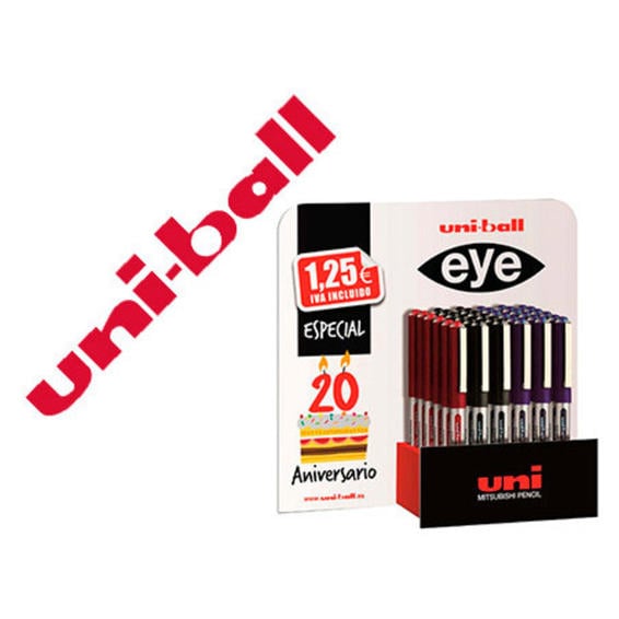 Rotulador uni-ball roller ub-150 micro eye expositor especial 20 aniversario de 36 unidades colores surtidos