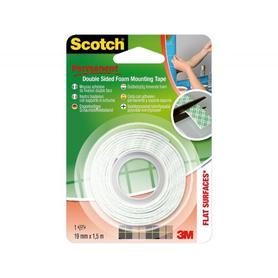 Soporte adhesivo cintas scotch doble cara -rollo blanco 19 mm x 1.5 mt
