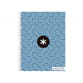Cuaderno espiral liderpapel a4 micro antartik tapa forrada120h 100 gr cuadro 5 mm banda 4 taladros trending azul