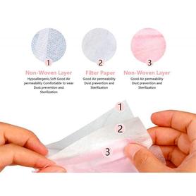 Mascarilla facial proteccion quirurgica desechable 3 capas filtracion 95% fabricacion eu color rosa