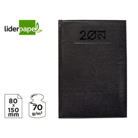Agenda encuadernada liderpapel creta 8x15 cm 2021 semana vista color negro papel 70 gr