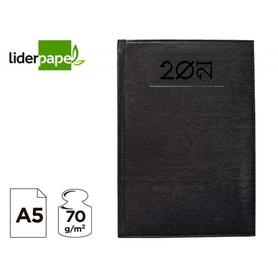 Agenda encuadernada liderpapel creta 15x21 cm 2021 dia pagina color negro papel 70 gr