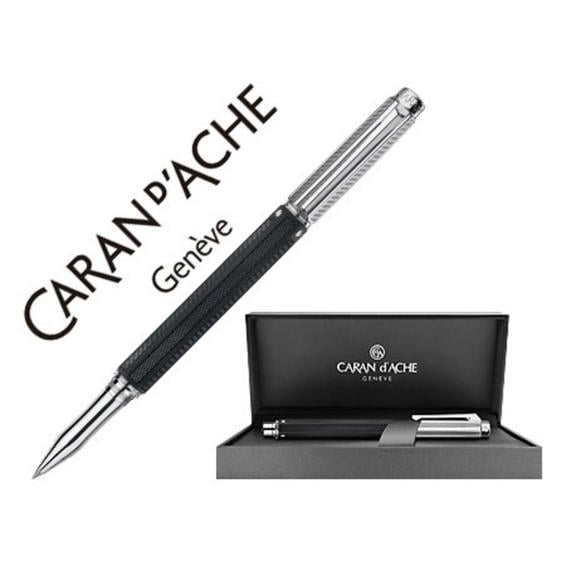 Roller caran dache varius cuerpo caucho negro placado rodio con estuche punta media