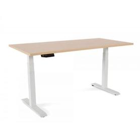 Mesa rocada regulable en altura electricamente hasta 129 cm estructura de acero tablero 180 cm color haya