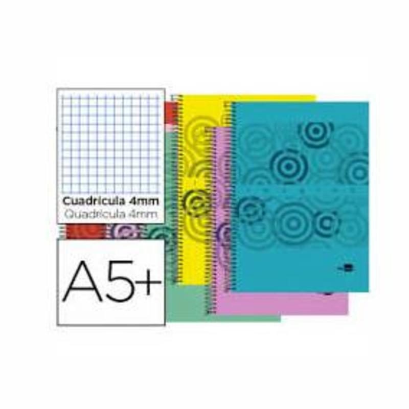 Cuaderno espiral liderpapel imagine cuarto tapa plastico 80h 60g cuadro 4mm con margen colores surtidos