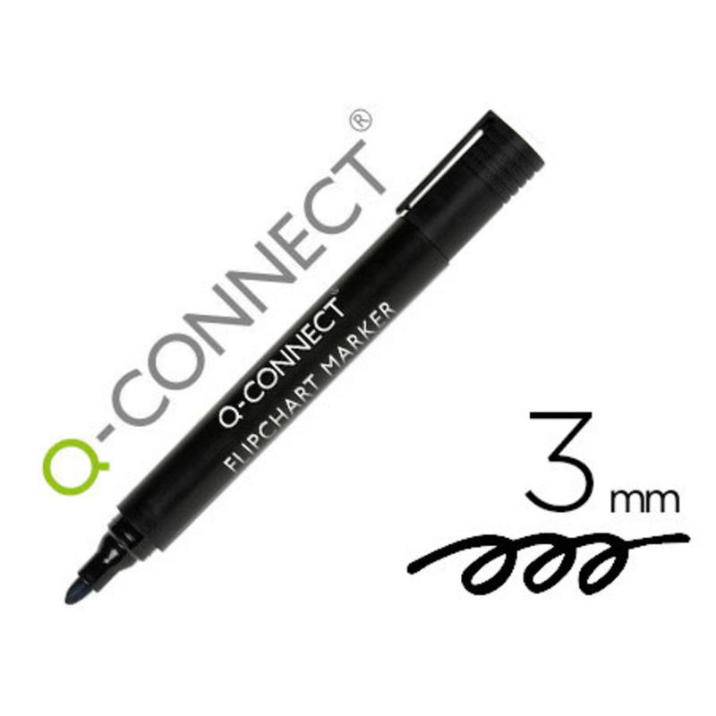 Compra Rotulador q-connect marcador para bloc congreso negro punta redonda  3.0 mm - KF15392
