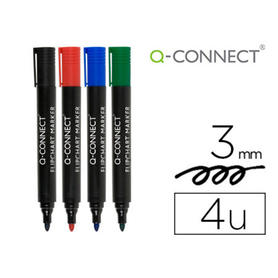 Rotulador q-connect marcador para bloc congreso estuche de 4 colores surtidos punta redonda 3.0 mm