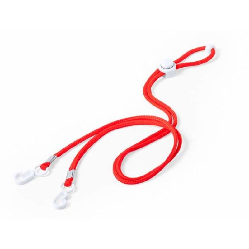 Cordon portamascarilla facial con ajustador craneal longitud 48 cm color rojo