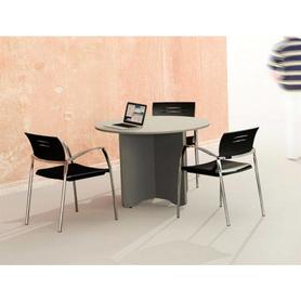 Mesa de reunion rocada redonda 3005aw01 estructura madera en aspas color blanco tablero haya 100cm diametro