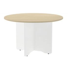Mesa de reunion rocada redonda 3006aw01 estructura madera en aspas color blanco tablero haya 120cm diametro
