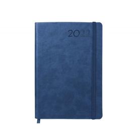 Agenda encuadernada liderpapel mykonos 15x21 cm 2022 dia pagina papel 70 gr piel antigua rayada azul catalan