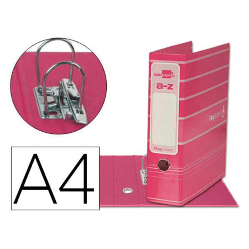 Archivador de palanca liderpap el a4 filing system forrado con rado lomo 75mm rosa compresor metalico