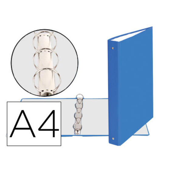 Carpeta de 4 anillas 30mm redondas exacompta din a4 carton forrado azul claro